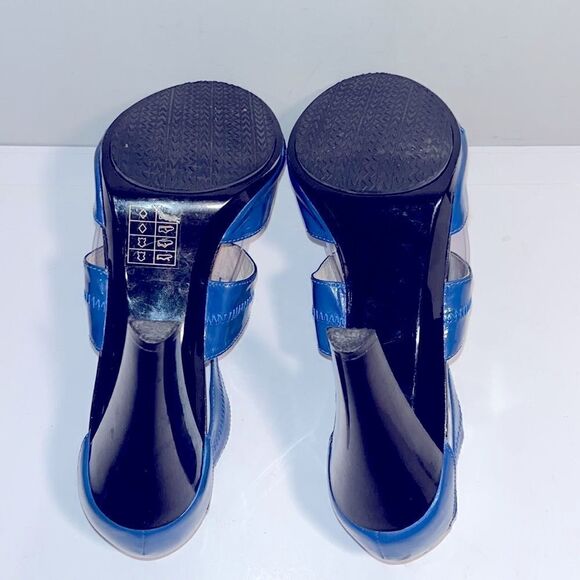 Michael Kors blue leather caged zippered 4” heels - Picture 5 of 6